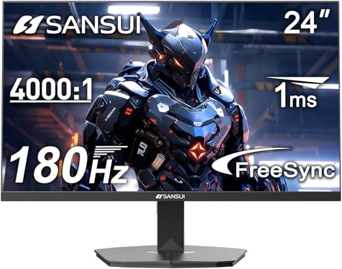 SANSUI 24 Inch Gaming Monitor 180Hz, DP 1.4 & HDMI 2.0 Ports High Refresh | Rate Computer Monitor, Racing FPS RTS Modes, 1ms Response Time 110% sRGB (ES-G24F4, HDMI Cable Included) - size: 24 inch