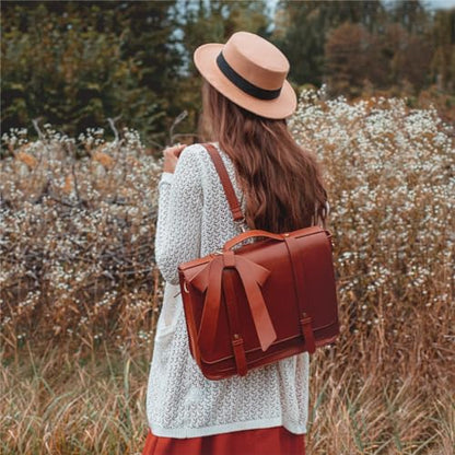 ECOSUSI Briefcase for Women Messenger Backpack PU Leather Laptop Bag Satchel Computer Bag for College Business Travel | PU Leather - color: Brown