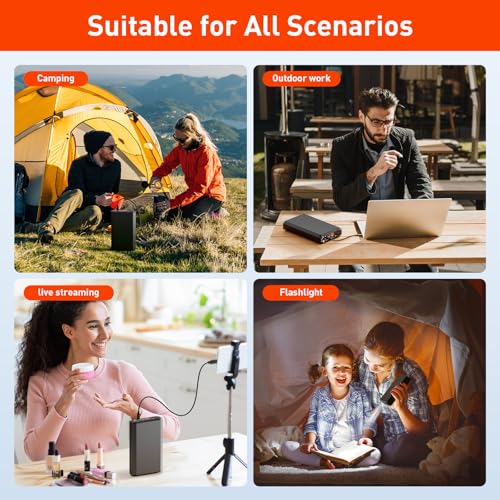 Laptop Power Bank with 120W AC Outlet, 98Wh/27000mAh Portable Charger 65W PD USB C Fast Charging Laptop Battery Bank for iPhone Series, MacBook, Dell, Samsung and More