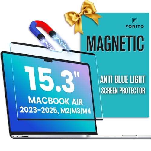 F FORITO Magnetic Anti Blue Light Screen Protector Compatible with MacBook Air 15.3 inch (2023-2025, M2, M3, M4), Bubble-Free Install, Removable & Reusable Anti Glare Matte Laptop Screen Shield