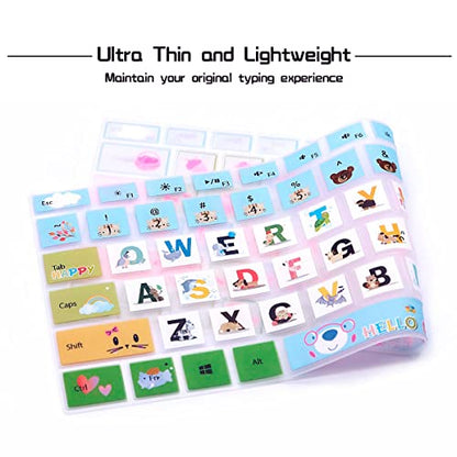 HRH English Silicone Keyboard Cover Skin for Microsoft Surface Pro | With Surface Pro 4, Pro 5 2017, Pro 6 2018, Pro 7 2019,12.3-inch Surface Pro 6,Dustproof,Soft-Touch,Ultra Thin,Animal World - color: Cartoon animal world