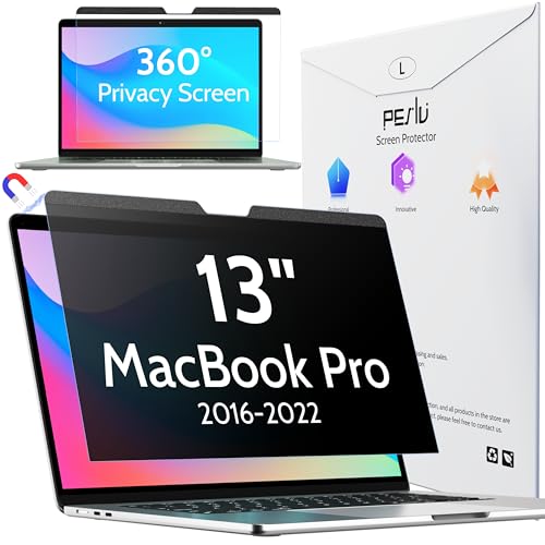 Peslv Magnetic 360° Privacy Screen for Macbook Pro 13 Inch (2016-2022, M1, M2), Removable Matte Anti Glare Blue Light Protector 4 Way Private Security Filter for 13.3" Mac Laptop Computer - size: MacBook Pro 13"(2016-2022) B