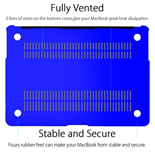 UESWILL Smooth Matte Hard Shell Case Cover Compatible with MacBook Air 11 inch (Model A1370 / A1465) + Microfibre Cleaning Cloth, Royal Blue - color: Royal Blue, size: MacBook Air 11"