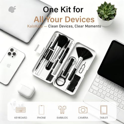 Keyboard Cleaning Kit, Laptop Cleaner for Computer MacBook iPhone AirPods, 18-in-1 Electronics Cleaning Tool with Brush Spray Microfiber Cloth for PC Screen Camera Monitor, White