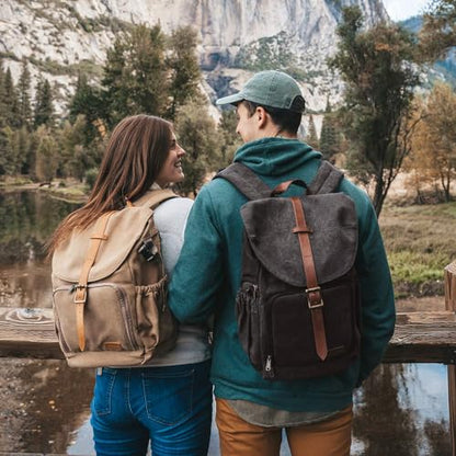 BAGSMART Camera Backpack DSLR Camera Bag Backpacks for Photographers | Waterproof Anti-Theft Photography Backpack with 15 Inch Laptop Compartment - color: C-khaki[single Buckle]