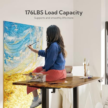 Claiks Electric Height Adjustable Standing Desk, 63x24 Inch, Rustic Brown | Smooth Height Adjustment, 4 Memory Presets, Cable Management Hub&Hook, Stable Steel Frame, 176lbs Capacity, Easy Assembly - color: Rustic Brown, size: 63