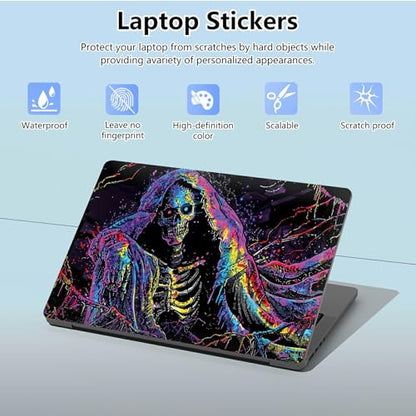 Universal Laptop Skin Sticker with 2 Wrist Pad Skins, Waterproof Scratch Resistant Vinyl Laptop Cover Decal, Cut to Fit for 11–15.6 Inch MacBook HP Dell Lenovo, Death Skull - color: Death Skull