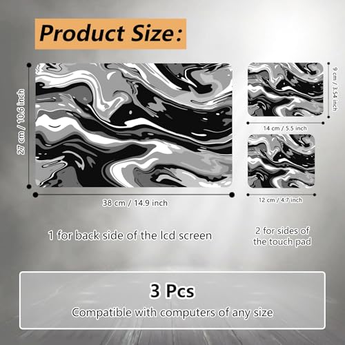 Laptop Skin Sticker for 12.1”-15.6“ Laptops (Fits 13”, 13.3”, 14”, 15”, 15.4”) | Protective Universal Reusable Vinyl Art Decal Cover | Waterproof & Scratch-Resistant-Black White Swirling Waves - color: Black White swirling Waves