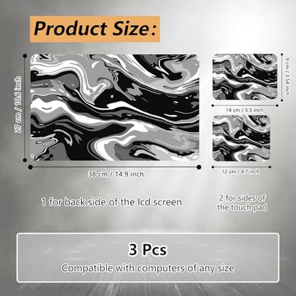 Laptop Skin Sticker for 12.1”-15.6“ Laptops (Fits 13”, 13.3”, 14”, 15”, 15.4”) | Protective Universal Reusable Vinyl Art Decal Cover | Waterproof & Scratch-Resistant-Black White Swirling Waves - color: Black White swirling Waves