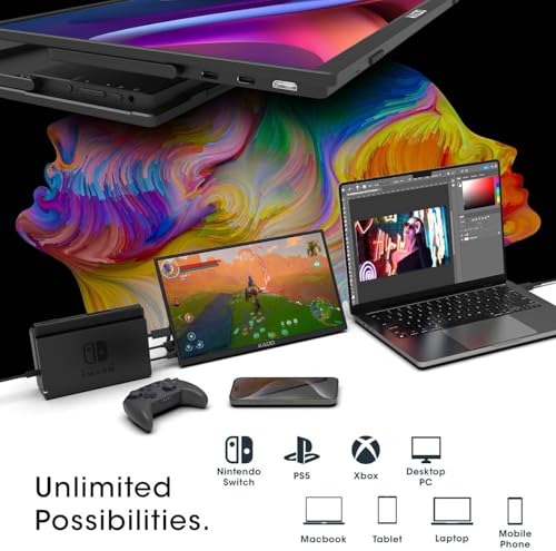 Kado 15.6" FHD Portable Monitor for Laptop Aluminum Foldable Set, 1080p Second Display IPS 1920x1080 HDMI USB-C Laptop Screen Extender, 180° Kickstand for PC, Mac, Dex, Tablet, Xbox, PS4/PS5, Switch