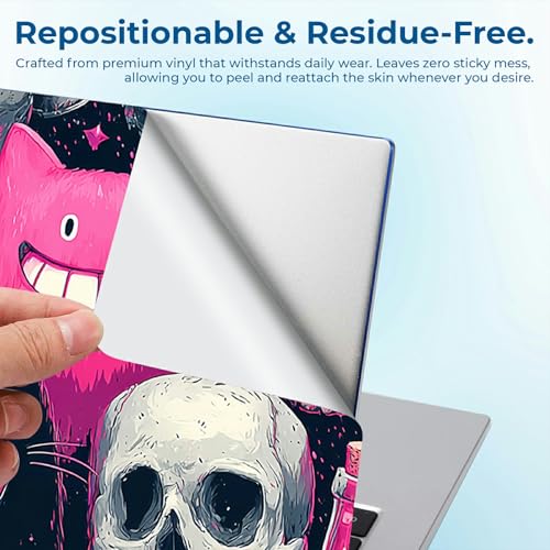Reusable Universal Laptop Skin Sticker, Cut to Fit for 11.6–15.6 Inch Laptops, Waterproof Protective Film, No-Residue - Candy Color Skull Monster - color: Candy Color Skull Monster