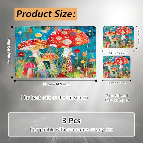12.1”-15.6” Laptop Skin Sticker (Fits 13”, 13.3”, 14”, 15”, 15.4”) | Reusable Universal Protective Vinyl Art Decal Cover | Waterproof & Scratch-Resistant |Colorful Mushrooms - color: Colorful Mushrooms