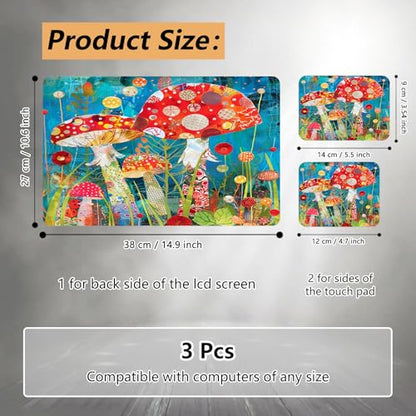 12.1”-15.6” Laptop Skin Sticker (Fits 13”, 13.3”, 14”, 15”, 15.4”) | Reusable Universal Protective Vinyl Art Decal Cover | Waterproof & Scratch-Resistant |Colorful Mushrooms - color: Colorful Mushrooms