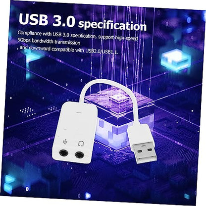 TEHAUX 2Pcs USB External Sound Card Adapter Independent Practical Audio Adapter for Laptop Plug and Sound Quality with Noise Reduction No Driver Required