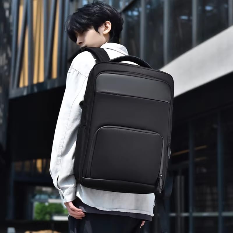 Black Business Laptop Backpack Waterproof Travel Backpack with USB Charging Port for 15.6 Inch Laptops for Men Women Professional Backpack
