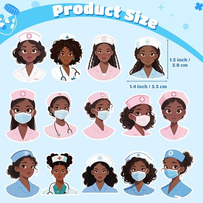 CNhoqc Nurses Week Sticker Rolls - 1000 Pcs Black Girl Magic Nursing Student Waterproof Vinyl Reusable Laptop Stickers Coloring Book Scrapbook Water Bottle Page Activity Pad Nursing Party Favors Gift - style: Black Nurse