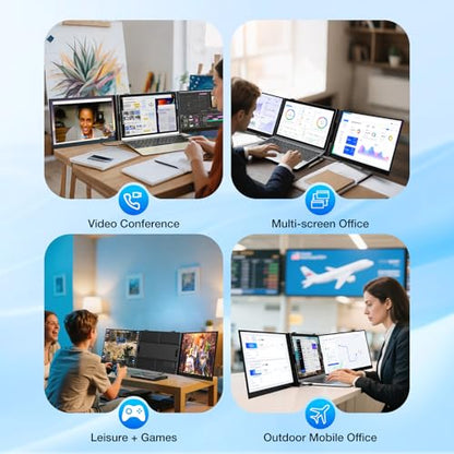 Laptop Screen Extender, Ultra-Thin 15.6" FHD 1200P 16:10 Portable Monitor for Laptop, Lightweight Travel Monitor Extender Plug & Play for 14.2"-17.3" Laptops, Compatible with Wins/Mac/Android/Chrome - size: 15.3"-T