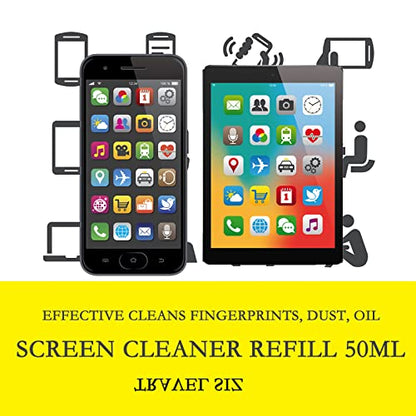Professional Screen Cleaner Spray Refill - 50ml, Effective Cleans Fingerprints, Dust, Oil - Designed for Laptop, Phone, Ipad - size: Screen Cleaner Refill