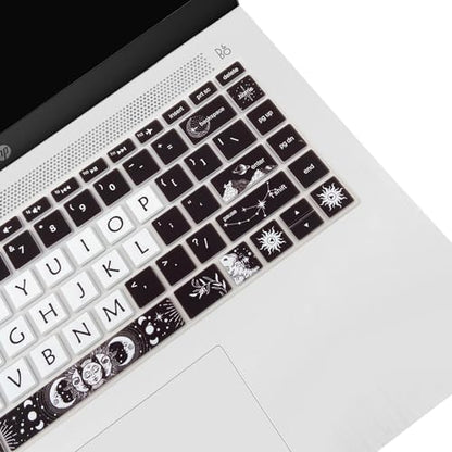 Cute Silicone Keyboard Cover for HP Pavilion x360 14 14-BA/BF/BW/CD/CF/DQ/DK/DH/DS/DF/FQ Series, 14-dk1013dx/dk1003dx/dk0002dx 14-dq1043cl 14-fq0013dx, Sun and Moon - color: Sun and Moon