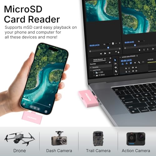 Micro SD Card Reader for iPhone 17/16/15, iPad, Android, Mac, PC, Laptop, USB C Memory Card Reader Adapter, Auto Photo Backup While Charging, Apple MFi Photo Stick iXflash Q w/Free App Pink - color: Pink