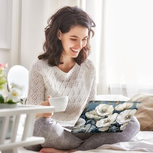 AIMSA Laptop Skin Sticker Decal, 13/13.3/14/15/15.4/15.6 inch Laptop Art Decal Universal Cover, Scratch Resistant Notebook Skin Protector, White Flowers - color: White Flowers