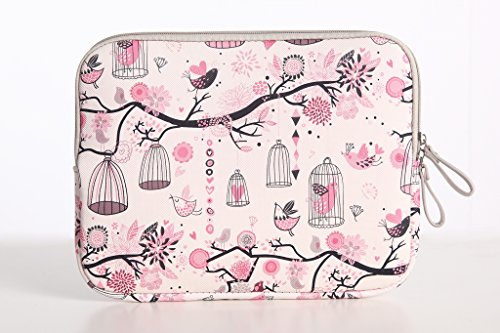 BSLVWG 10 Inch Laptop Sleeve Multi-Color & Size Choices Case/Water-Resistant Neoprene Notebook Computer Pocket Tablet Briefcase Carrying Bag/Pouch Skin Cover - color: Bird Pink, size: 10 inch