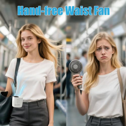 CHICWAY Portable Waist Fan Belt Fan Wearable Fan for Outdoor | Mini Fan with 6 Turbo Speeds, Ultralight, Personal Fan with LED Display Flashlight, 20H Worktime, for Jobsite Camping Travel