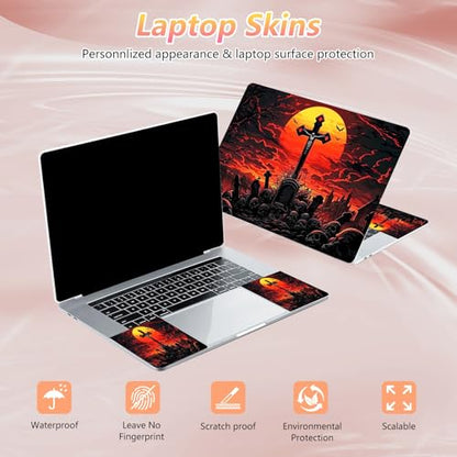 Laptop Skin Sticker Decal 12" 13" 13.3" 14" 15" 15.6",Waterproof Scratch Resistant Vinyl,Reusable Easy to Apply,for MacBook HP Dell Notebooks Netbooks Laptop,2 Wrist Pads,Cross Blood Moon - color: Cross Blood Moon