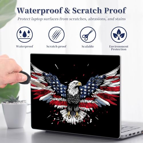 Universal Laptop Protective Skin,Trim-to-Fit Vinyl Sticker for 13–16 Inch Laptop,MacBook,Tablet & Notebook,Scratch-Proof Waterproof Cover,American Eagle Flag Wing - color: American Eagle Flag Wing