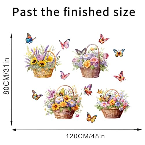 Flower Basket Butterfly Wall Stickers Bedroom Bathroom Restroom Cistern Nursery Decor DIY Removable Bouquet Toilet Seat Lid Decals 4 Pcs (Yellow) - color: Yellow