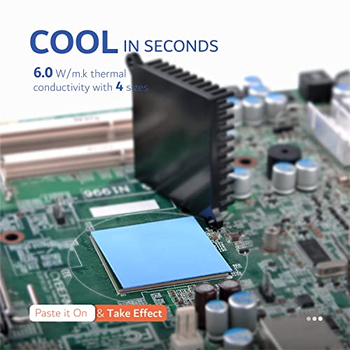 4 Pack Thermal Pad, 100 x 100 mm x [0.5 mm + 1 mm + 1.5 mm + 2 mm] Silicone Cooling Pad 6 W/m.K GPU Non Conductive Heat Resistance Extreme Odyssey Cover for Laptop Heatsink CPU GPU SSD IC LED Cooler - color: 6W Blue, size: 100x100mm-4 Pack