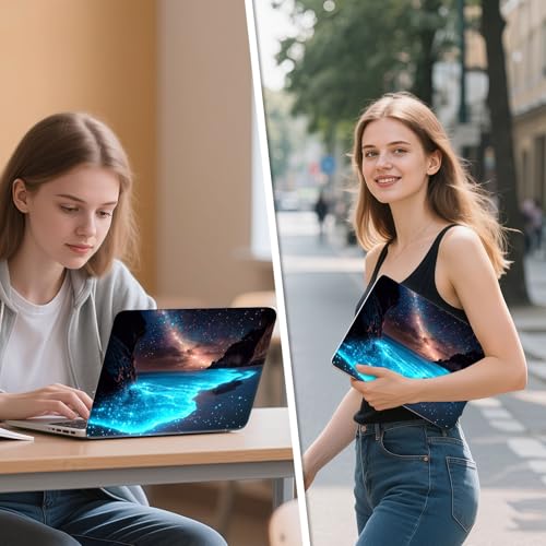 Universal Laptop Skin Sticker Decal, 12"-15.6" Aesthetic Vinyl Wrap, Glowing Bioluminescent Beach Waterproof Notebook Cover Art Protector for MacBook HP Dell Lenovo, Fits 13" 14" 15" 15.6" - color: Glowing Bioluminescent Beach