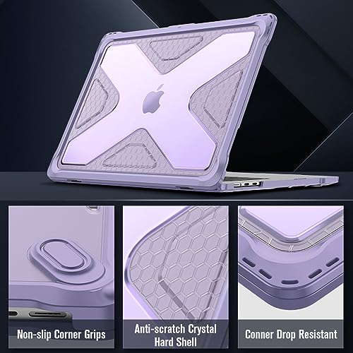 Fintie Rugged Case for MacBook Air 15 Inch, Lilac | A3448 A3241 A3114 A2941, 2023 2024 2025 2026, M2 M3 M4 M5, TPU Bumper, Heavy Duty Hard Shell Cover - color: Lilac