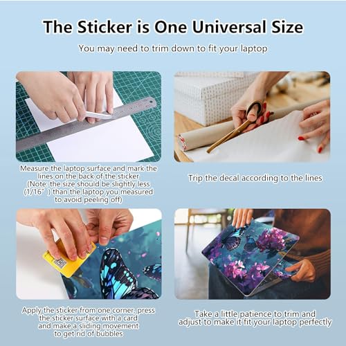 Universal Laptop Skin Sticker with 2 Wrist Pad Skins, Waterproof Scratch Resistant Vinyl Laptop Cover Decal, Cut to Fit for 11–15.6 Inch MacBook HP Dell Lenovo, Flowers Butterfly - color: Flowers Butterfly