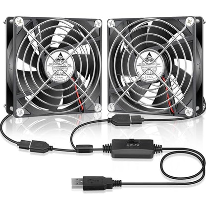 GDSTIME Dual 92mm USB Cooling Fan 5V w/Speed Control DC Brushless Case Fan | L/M/H Adjustable, 92x92x25mm, 9225, for Terrarium, Receiver, DVR, PlayStation, Xbox, Computer Cabinet Cooling - size: 92x25mm