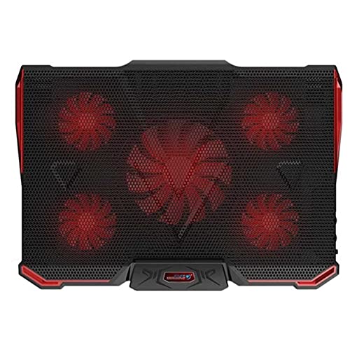 Laptop Cooling Pad - Support 12 to 17 Inches Laptops, 5 Fans - Light, Quiet Rapid Cooling Action - Ergonomic Ventilated Support -USB Slim Portable Gaming Stand Very Silent (Color : Black Red) - color: Black Red