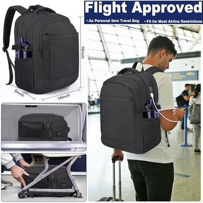 DEYACE Laptop Backpack 17 Inch Large Computer Bag for Men with USB Charger Port 18x14x8 Flight Approved Personal Item Travel Laptop Backpacks
