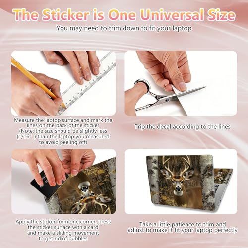 Laptop Skin Sticker Decal 12" 13" 13.3" 14" 15" 15.6",Waterproof Scratch Resistant Vinyl,Reusable Easy to Apply,for MacBook HP Dell Notebooks Netbooks Laptop,2 Wrist Pads,Cute Deer Forest - color: Cute Deer Forest