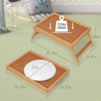 Artmeer FSC 100% Bamboo Bed Tray with Folding Legs, X-Large, Natural | X-large FSC 100% bamboo bed tray with folding legs, handles and extra legroom for meals, laptops and reading. - color: Bamboo, size: X-Large