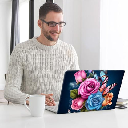 Universal Laptop Skin, DIY Cut-to-Fit Vinyl Cover Compatible with HP, Dell, Lenovo, Mac (13.3" to 15.6"), Anti-Scratch, No Residue & Bubble-Free Protective Decal Sticker, 3D Rose Butterfly - color: 3D Rose Butterfly