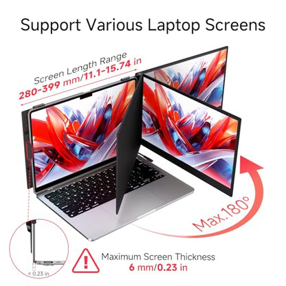Ultra-Thin Laptop Screen Extender 14" - Dual Portable Monitor Lightweight 1080P IPS Second Extra Screen for Remote Work/Business/Travel/Home Office, Compatible with Windows/Mac/Chrome - size: 14.2"