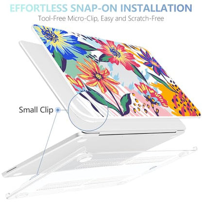 MEEgoodo 4-in-1 Printed Case for MacBook Neo 13 inch 2026 Release Model A3404, Laptop Hard Shell Cases with Keyboard Skin & Screen Protector & Webcam Covers, Art Painted Flowers - color: Art Painted Flowers