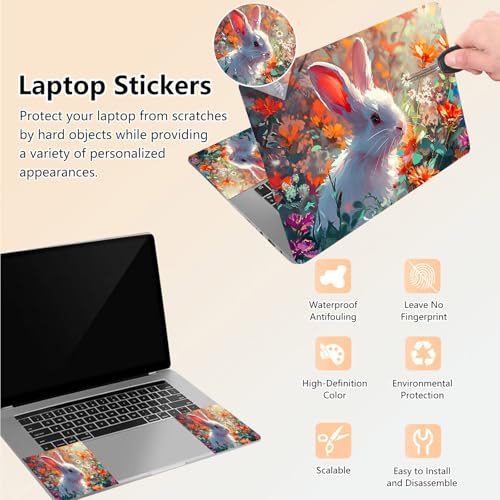 Laptop Skin Sticker Decal 15.6 Inch,12 13 13.3 14 15 15.6 in Laptop Netbook Skins for Notebook,Art Decal Removable Waterproof Scratch Resistant,Universal Vinyl Cover,Cute Rabbit - color: Cute Rabbit