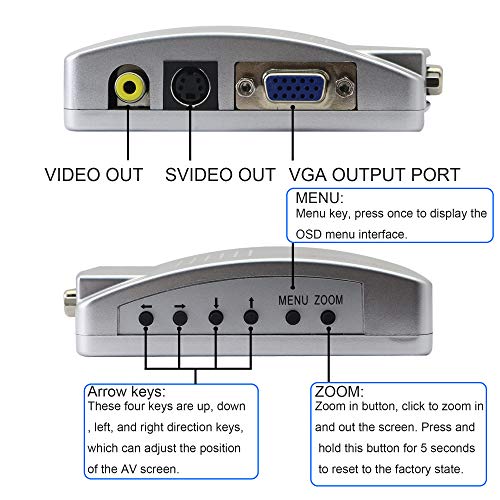 GINTOOYUN VGA to RCA Adapter,Composite VGA to Video,S-Video Converter,for HDTV, Monitors, Laptop, Desktop, PC.