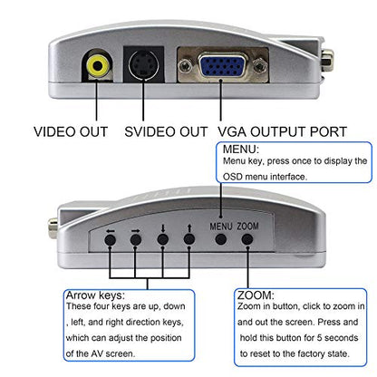 GINTOOYUN VGA to RCA Adapter,Composite VGA to Video,S-Video Converter,for HDTV, Monitors, Laptop, Desktop, PC.