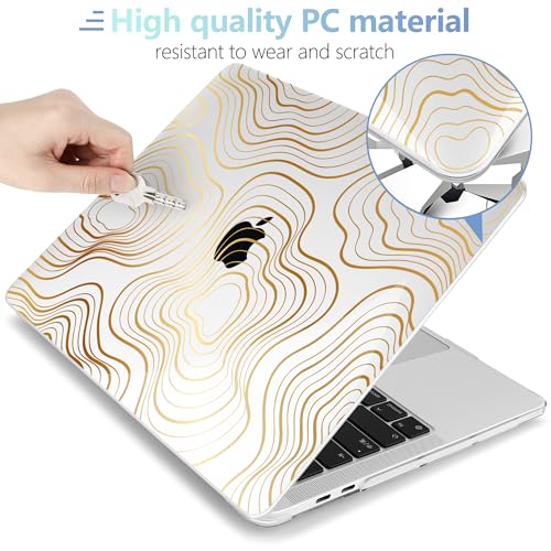 MEEgoodo for M2 MacBook Pro 13 inch Case 2022 2021 2020,Crystal Cover Fit Model A2338 M2/M1 A2251 A2289,Clear Case for 13.3-inch Laptop,Hard Shell for MacBook Pro M2, Abstract Linear Waves - color: Abstract Linear Waves