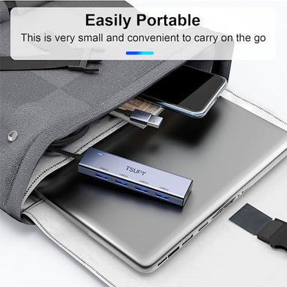 USB 3.0 HUB, TSUPY USB Splitter with 5 USB Ports and 4ft Extended Cable,Ultra-Slim Aluminium Data Hub Multi USB 3.0 Adapter HUB Compatible for Laptop,MacBook,PC, Printer, Mobile HDD and More - size: 5Gbps 5 USB 3.0 Ports Aluminium