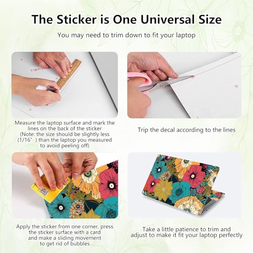 Laptop Skin Sticker Decal, Universal Reusable Vinyl Laptop Cover for 12" 13" 13.3" 14" 15" 15.4" 15.6" Notebook PC, Waterproof Scratch-Resistant with 2 Wrist Pads, Easy to Apply & Remove,Art Flower - color: Art Flower