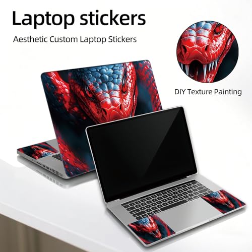 Universal Laptop Skin Sticker Decal, 12"-15.6" Aesthetic Vinyl Wrap, Red Snake Head Striking Waterproof Notebook Cover Art Protector for MacBook HP Dell Lenovo, Fits 13" 14" 15" 15.6" - color: Red Snake Head Striking