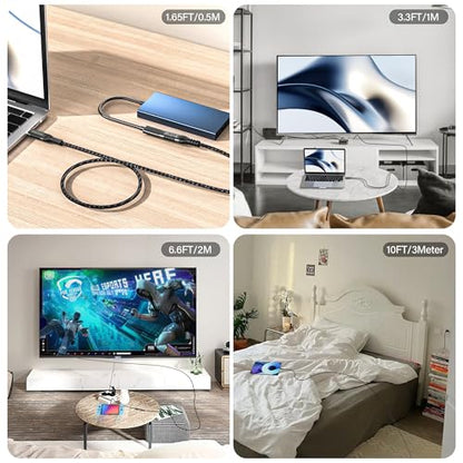 USB C Extension Cable 10ft,usb c female to usb c male cable long,usc to usc extender cable usb 3.2 Extension 240W PD Fast Charging 20 Gbps Compatibility with Laptop Tablet Mobile Phone and more - size: 10 ft
